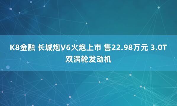 K8金融 长城炮V6火炮上市 售22.98万元 3.0T双涡轮发动机